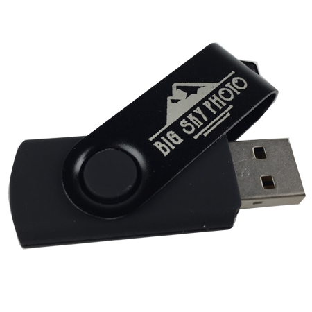 USB FLASH DRIVE - 4 GB BLACK BODY SWIVEL 2.0. - Click Image to Close